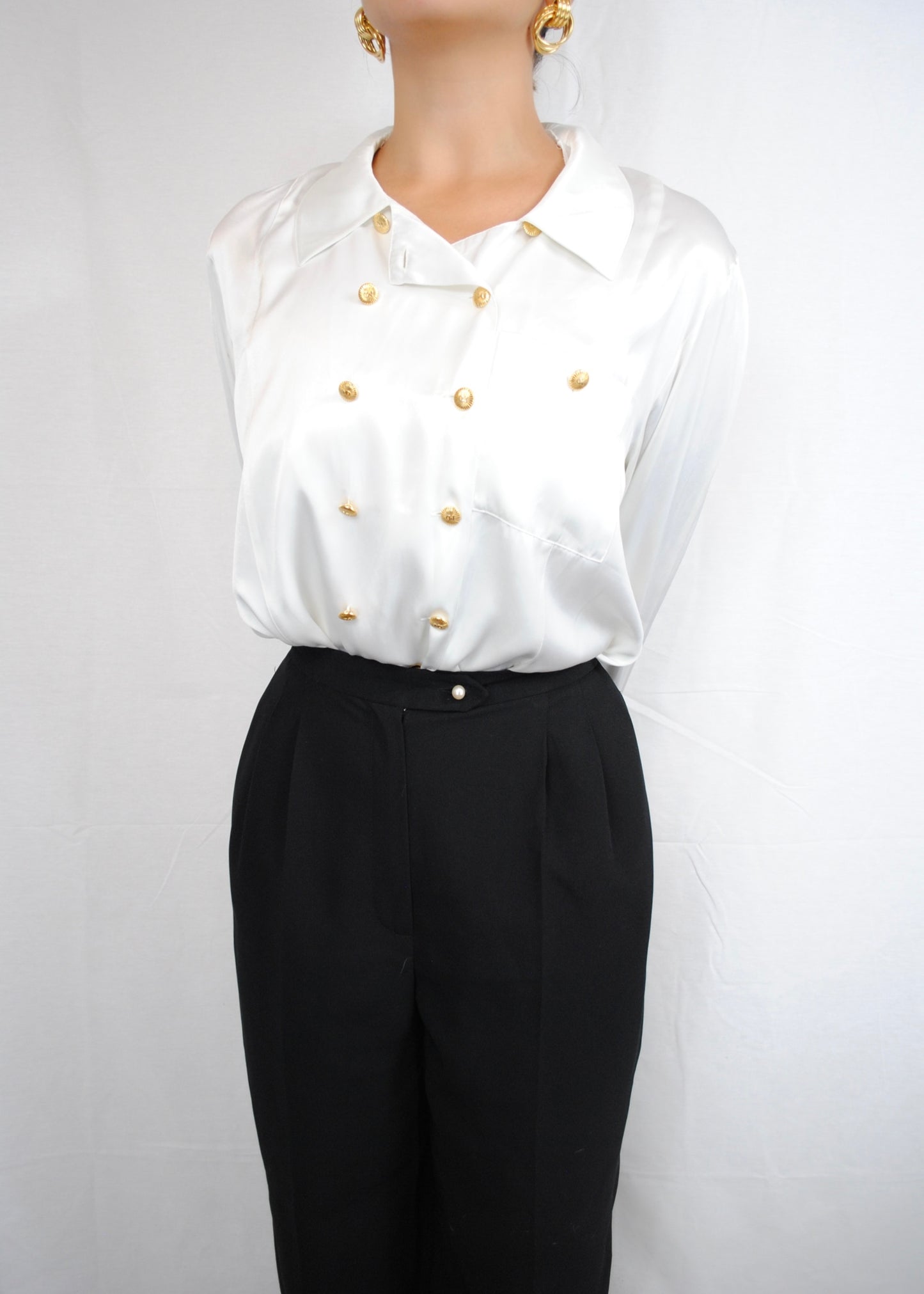 Vintage White Silky Parisian Blouse