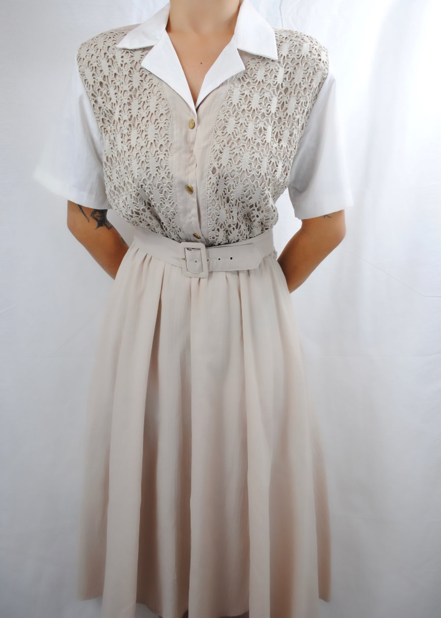 Vintage Collared Crochet Dress