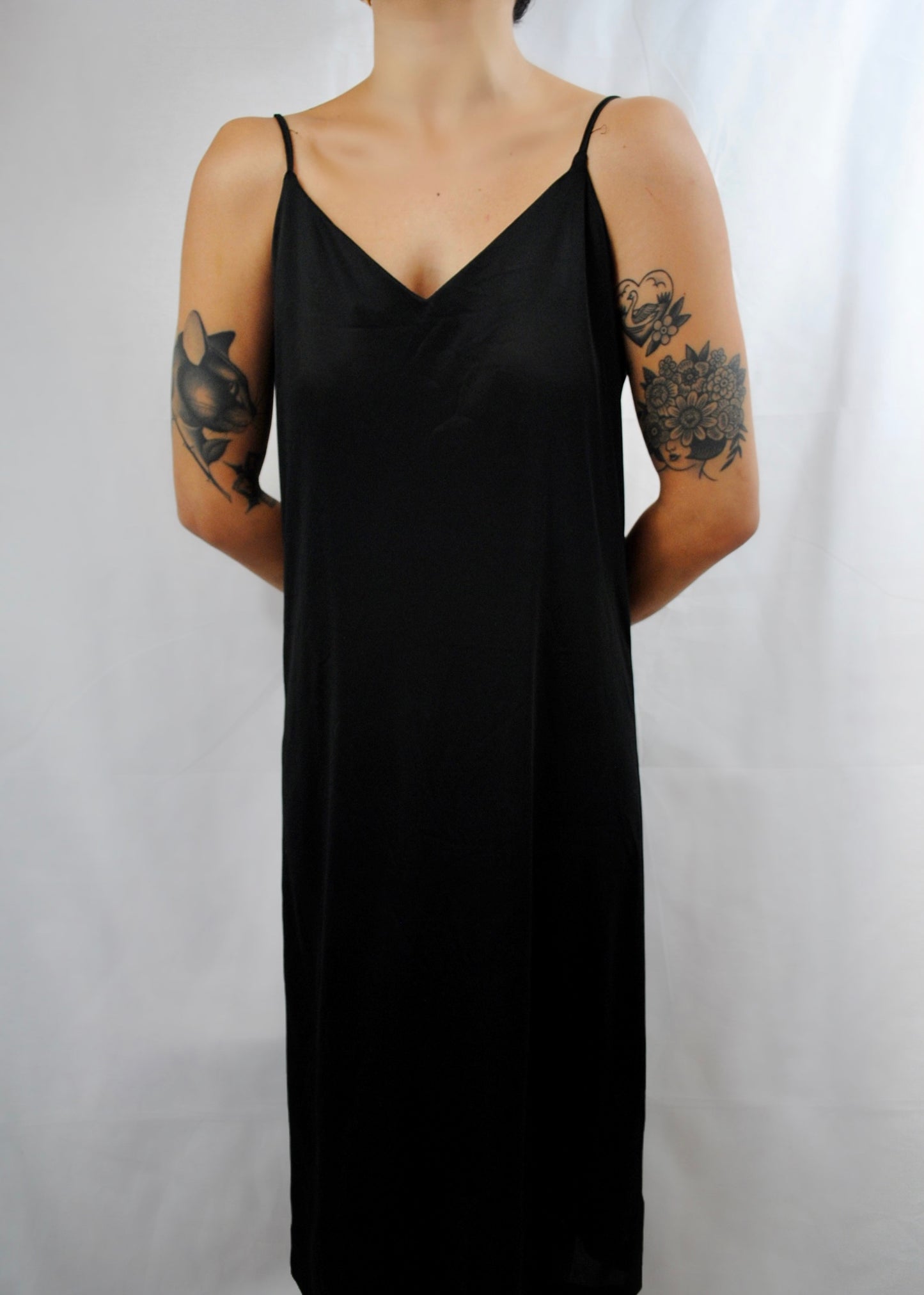 Vintage Silky Black Slip Dress