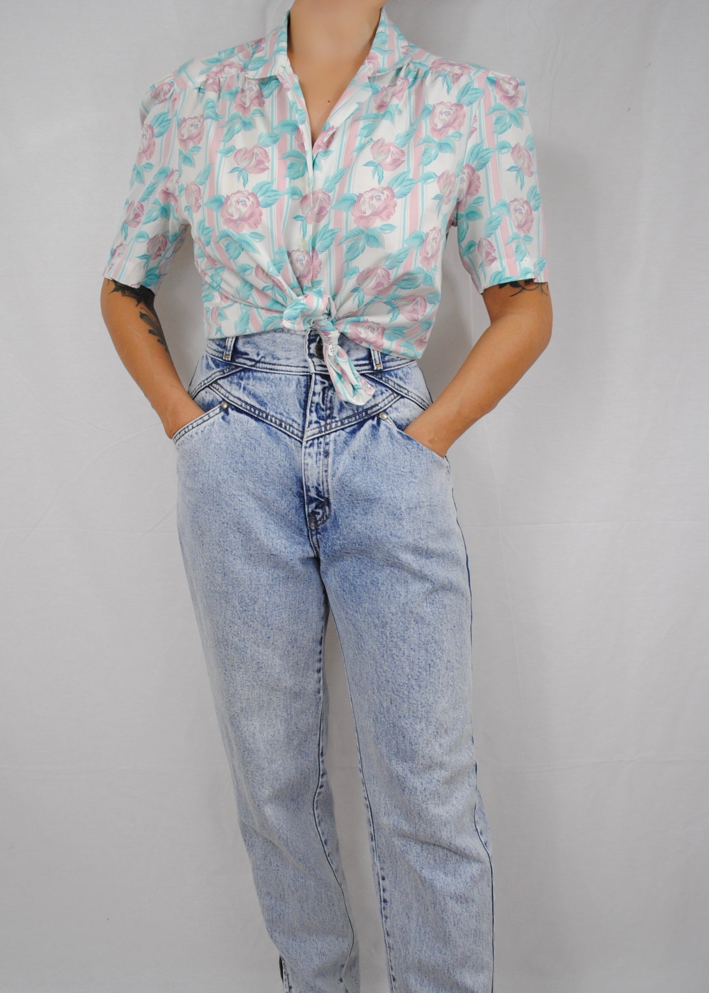 Vintage Pastel Floral Blouse