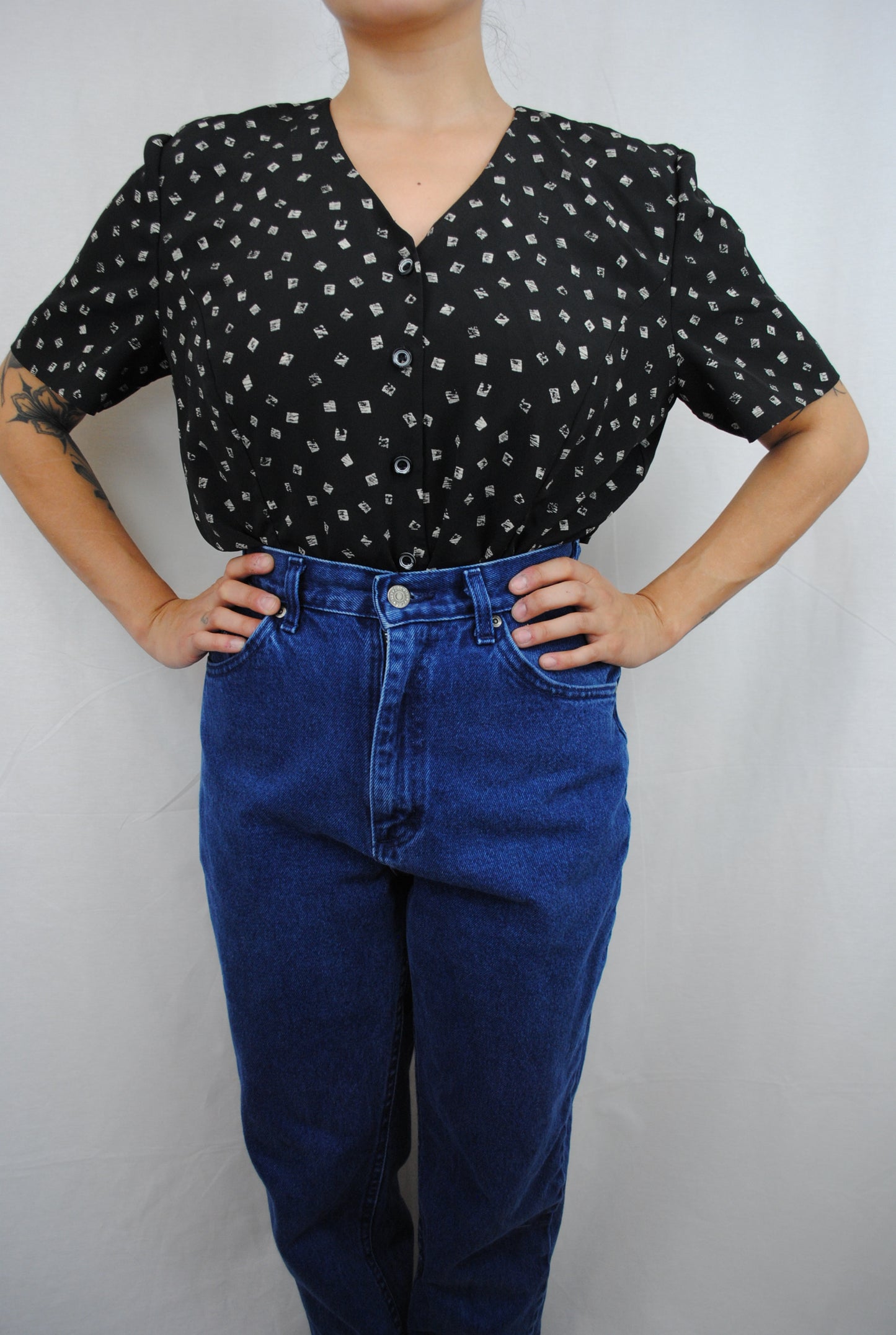 Vintage Geometric Pattern Blouse