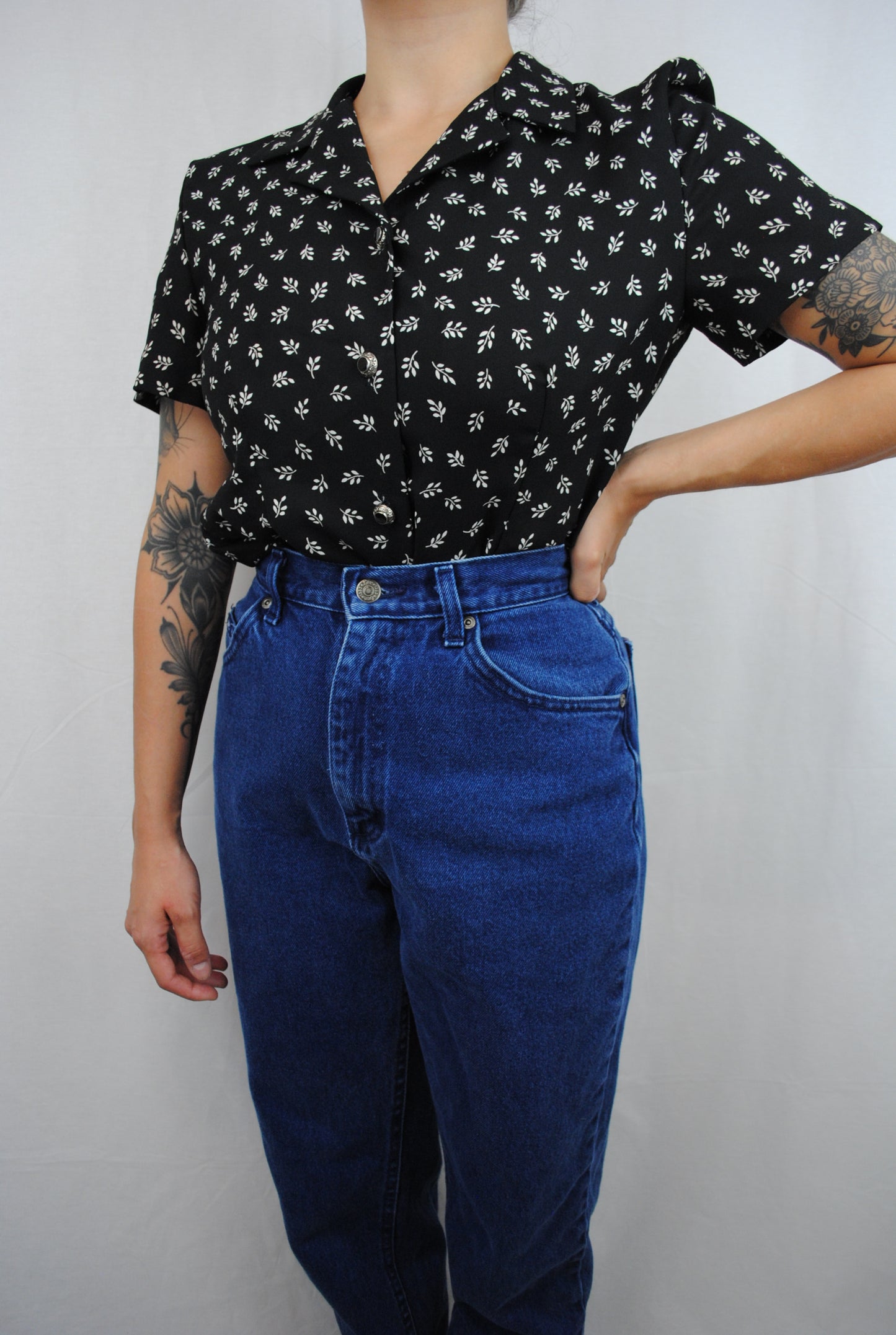 Vintage Leaf Pattern Blouse