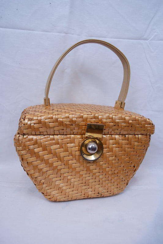 Vintage Midcentury 1960s Wicker Basket Purse