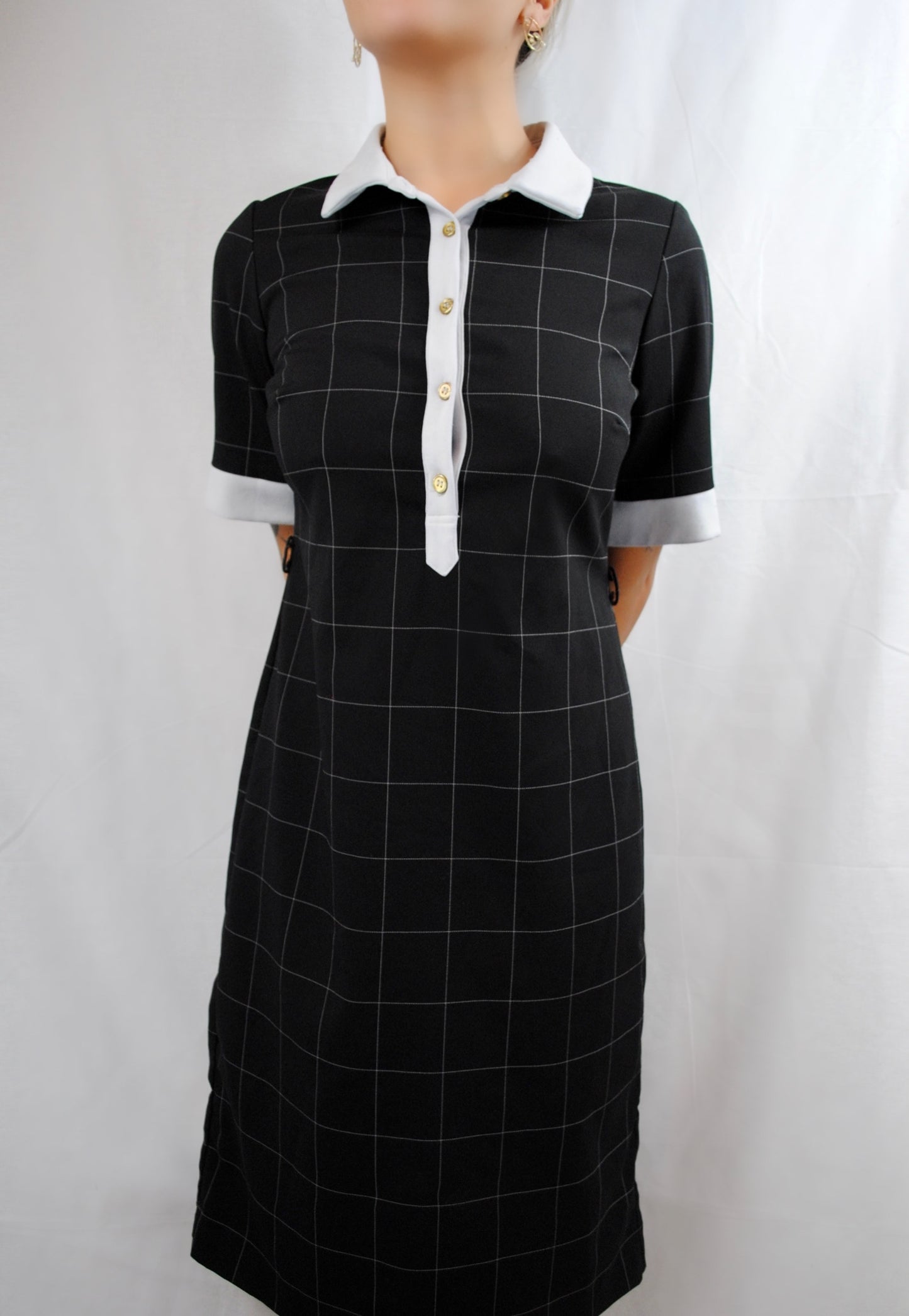 Vintage Collared Grid Dress