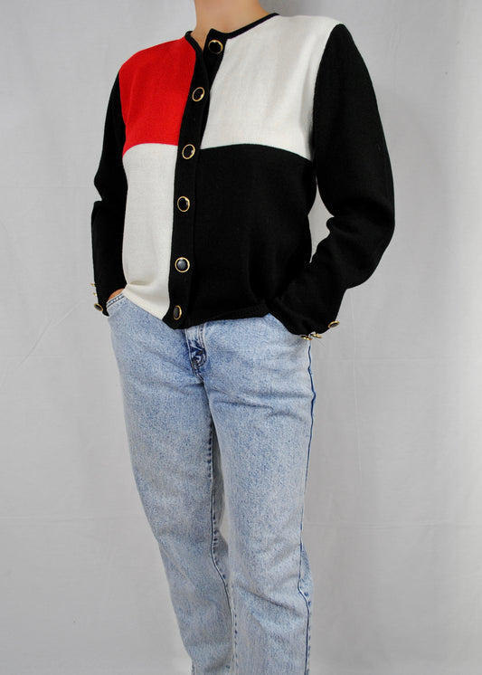 Vintage Color Block Cardigan