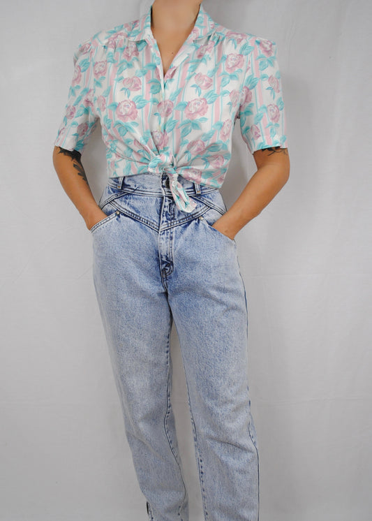 Vintage Pastel Floral Blouse