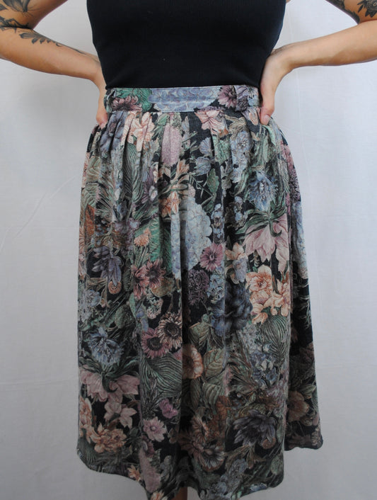 Vintage Floral Midi Skirt