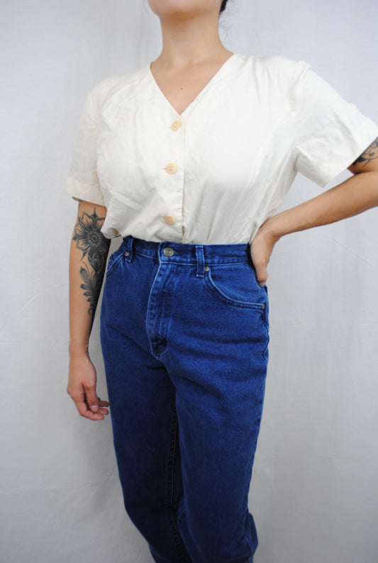 Vintage Button Down Ivory Top